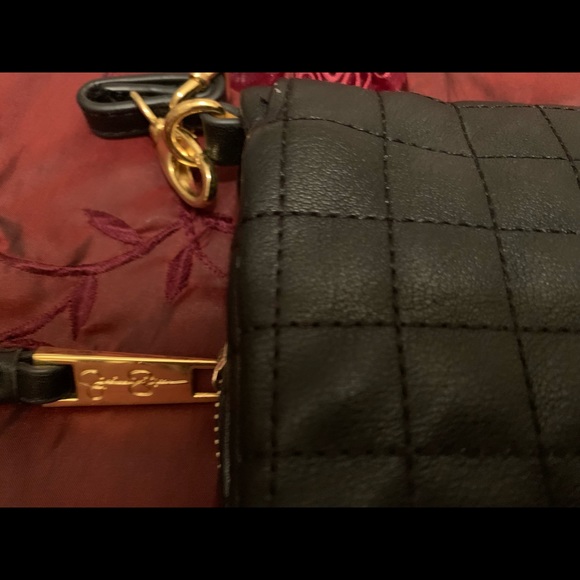 Jessica Simpson Scrap Black & Gold Fold Over Clutch-like Bag-Cute! - Picture 5 of 13